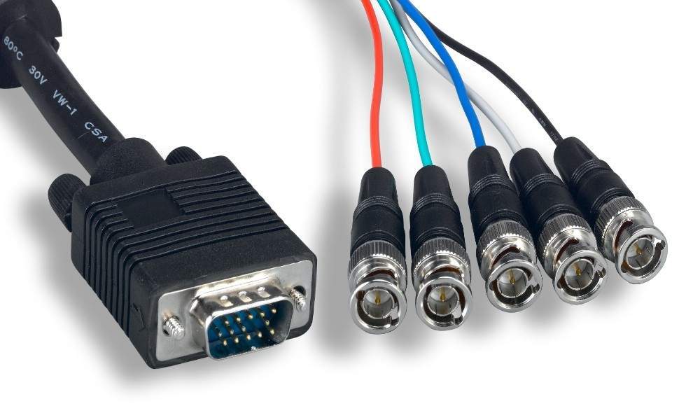 5 BNC to SUPER VGA HD15-M Cable 50FT