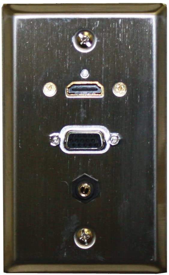 VGA Wall Plate HDMI-HD15-3.5MM Stainless